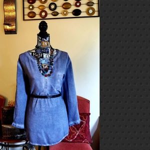 Imagine sequin design denim top NWT